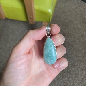 Handmade amazonite sterling silver pendant